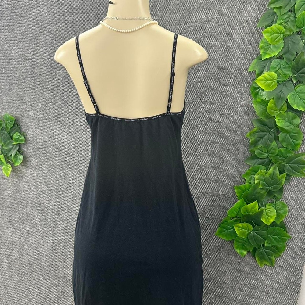 Calvin Klein Black Cotton Logo Strap Sleep Dress - Picture 4 of 8